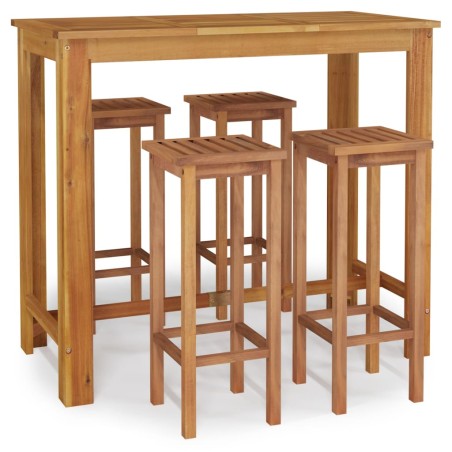vidaXL Set da Bar da Giardino 5 pz in Legno Massello di Acacia
