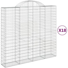 vidaXL Cesti Gabbioni ad Arco 18 pz 200x50x180/200 cm Ferro Zincato