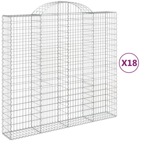 vidaXL Cesti Gabbioni ad Arco 18 pz 200x50x180/200 cm Ferro Zincato