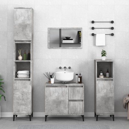 vidaXL Set di Mobili da Bagno 3 pz Grigio Cemento in Legno Multistrato