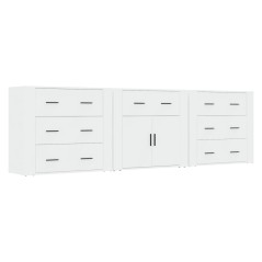 vidaXL Credenze 3 pz Bianco in Legno Multistrato