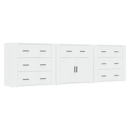 vidaXL Credenze 3 pz Bianco in Legno Multistrato