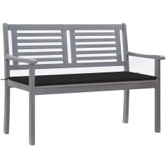 vidaXL Panca da Giardino 2 Posti con Cuscino 120cm Grigia in Eucalipto