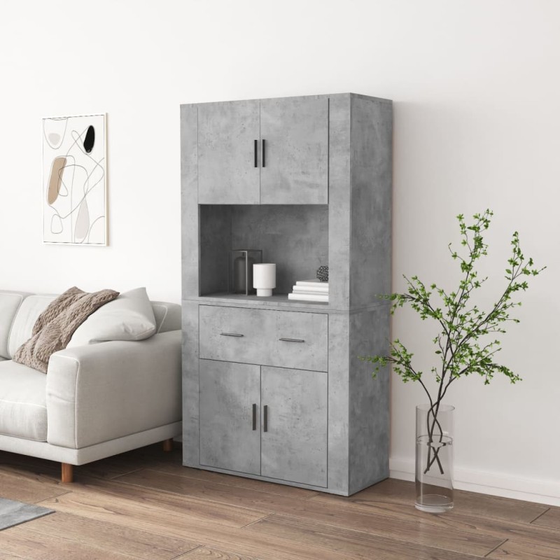 vidaXL Credenza Grigio Cemento in Legno Multistrato vidaXL Credenza Grigio Cemento in Legno Multistrato