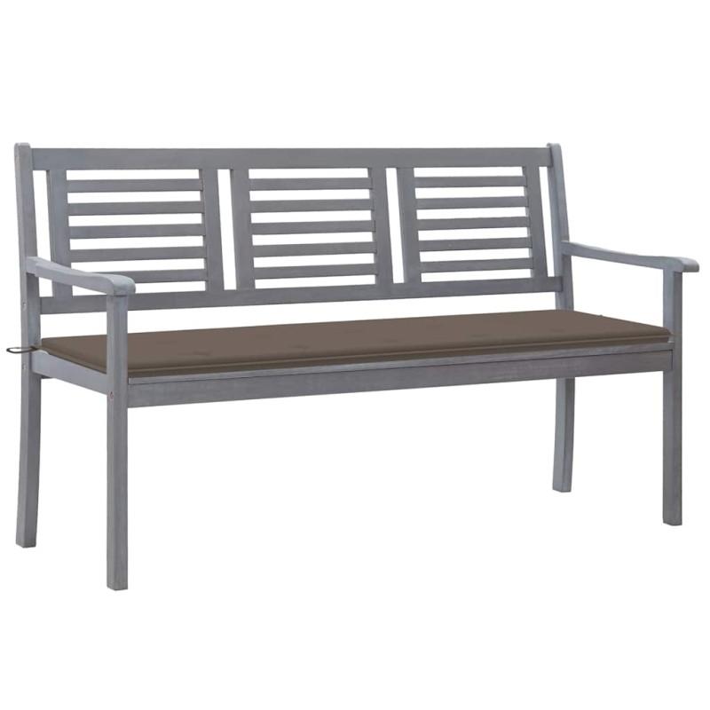 vidaXL Panca da Giardino 3 Posti con Cuscino 150cm Grigia in Eucalipto vidaXL Panca da Giardino 3 Posti con Cuscino 150cm Grigia in Eucalipto