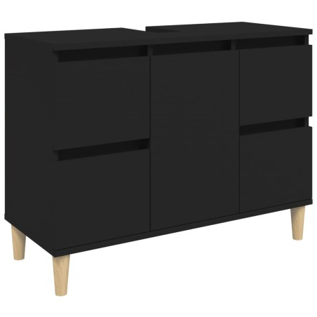 vidaXL Mobile Lavabo Nero 80x33x60 cm in Legno Multistrato