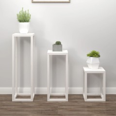 vidaXL Set Supporti per Piante 3 pz Bianco in Legno Massello di Pino