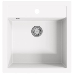 vidaXL Lavello da Cucina in Granito Vasca Singola Bianco