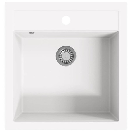 vidaXL Lavello da Cucina in Granito Vasca Singola Bianco