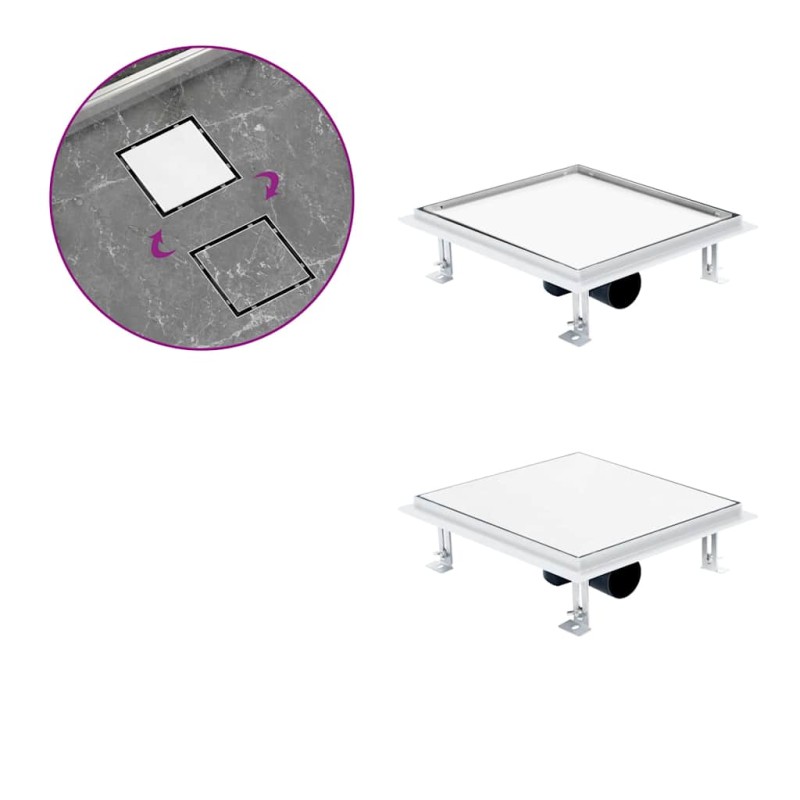 vidaXL Scarico Doccia 2-in-1 Copertura a Piastrella 28x28cm in Acciaio