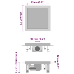 vidaXL Scarico Doccia 2-in-1 Copertura a Piastrella 28x28cm in Acciaio