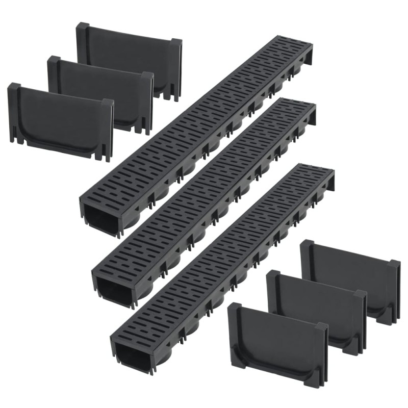 vidaXL Canalette di Drenaggio in Plastica 3 m vidaXL Canalette di Drenaggio in Plastica 3 m