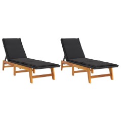 vidaXL Sdraio con Cuscini 2pz Polyrattan e Legno Massello di Acacia 
