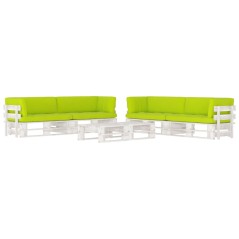 vidaXL Set Divani in Pallet con Cuscini 6 pz in Pino Impregnato Bianco