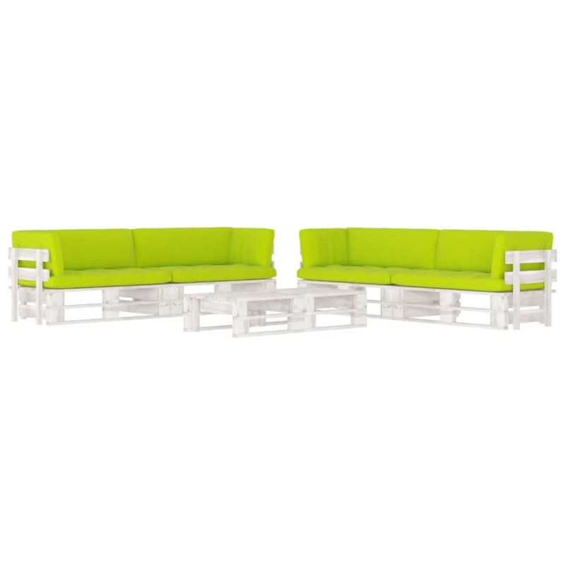 vidaXL Set Divani in Pallet con Cuscini 6 pz in Pino Impregnato Bianco vidaXL Set Divani in Pallet con Cuscini 6 pz in Pino Impregnato Bianco