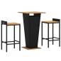 vidaXL Set Bar Giardino 3 pz Nero Polyrattan e Legno Massello Acacia vidaXL Set Bar Giardino 3 pz Nero Polyrattan e Legno Massello Acacia