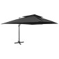 vidaXL Ombrellone a Sbalzo con Doppia Copertura 400x300 cm Nero