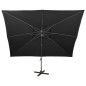 vidaXL Ombrellone a Sbalzo con Doppia Copertura 400x300 cm Nero