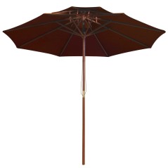 vidaXL Ombrellone a Due Livelli con Palo in Legno 270 cm Terracotta