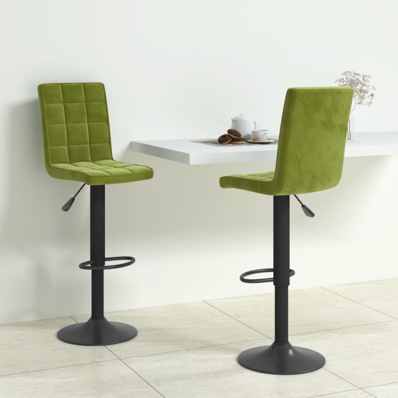 vidaXL Sgabelli da Bar 2 pz Verde Chiaro in Velluto vidaXL Sgabelli da Bar 2 pz Verde Chiaro in Velluto