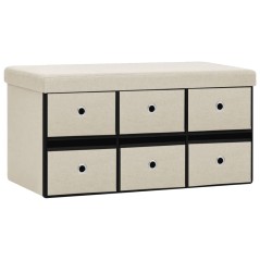 vidaXL Cassapanca Pieghevole Bianco Crema 76x38x38 cm in Simil Lino