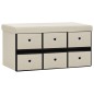 vidaXL Cassapanca Pieghevole Bianco Crema 76x38x38 cm in Simil Lino vidaXL Cassapanca Pieghevole Bianco Crema 76x38x38 cm in Simil Lino