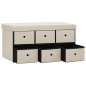 vidaXL Cassapanca Pieghevole Bianco Crema 76x38x38 cm in Simil Lino vidaXL Cassapanca Pieghevole Bianco Crema 76x38x38 cm in Simil Lino