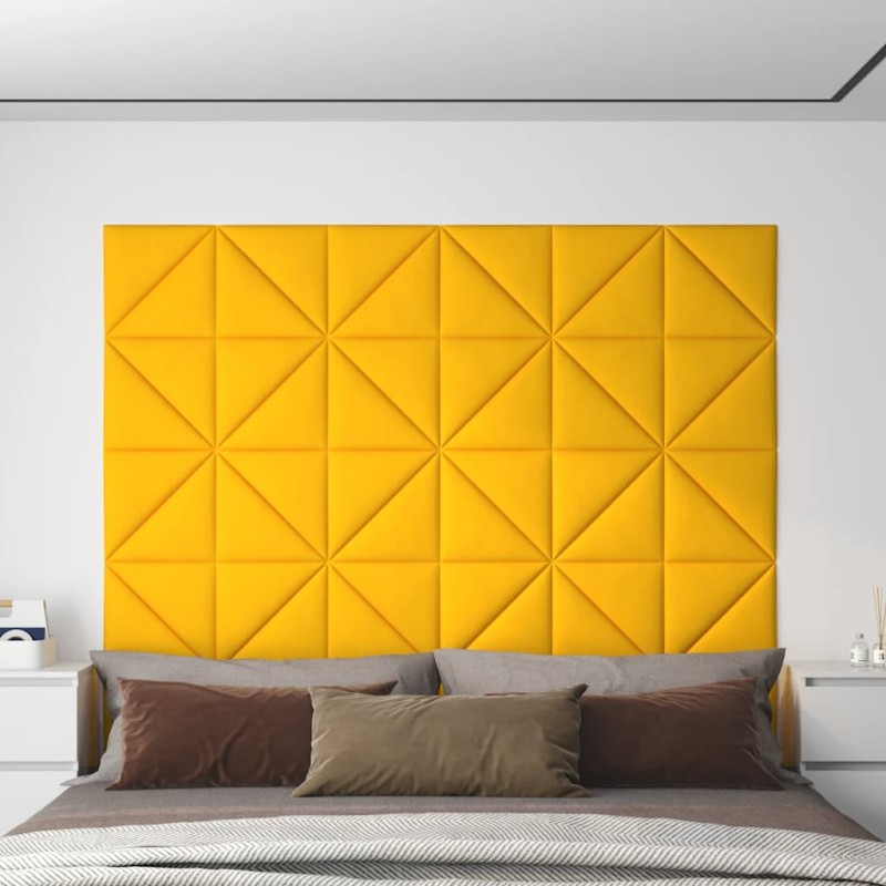 vidaXL Pannelli Murali 12 pz Gialli 30x30 cm Velluto 0,54 m² vidaXL Pannelli Murali 12 pz Gialli 30x30 cm Velluto 0,54 m²
