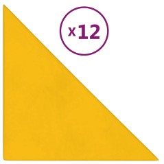 vidaXL Pannelli Murali 12 pz Gialli 30x30 cm Velluto 0,54 m²