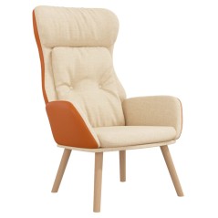 vidaXL Poltrona Rilassante Crema in Tessuto e PVC