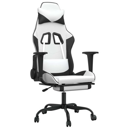 vidaXL Sedia da Gaming Massaggio Poggiapiedi Bianco e Nero Similpelle