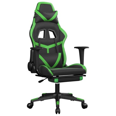 vidaXL Sedia da Gaming Massaggio Poggiapiedi Nero e Verde Similpelle