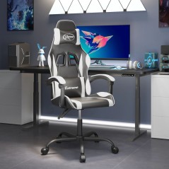 vidaXL Sedia da Gaming Girevole Nero e Bianco in Similpelle