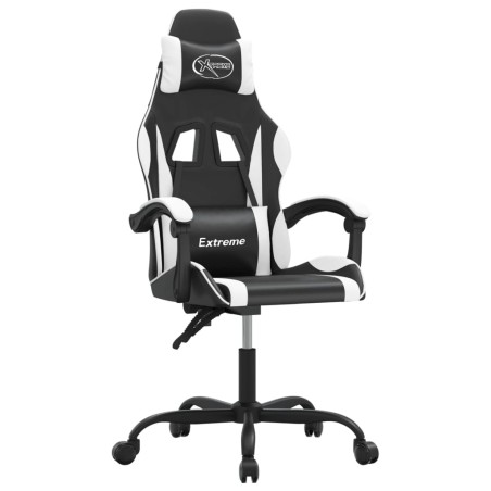 vidaXL Sedia da Gaming Girevole Nero e Bianco in Similpelle
