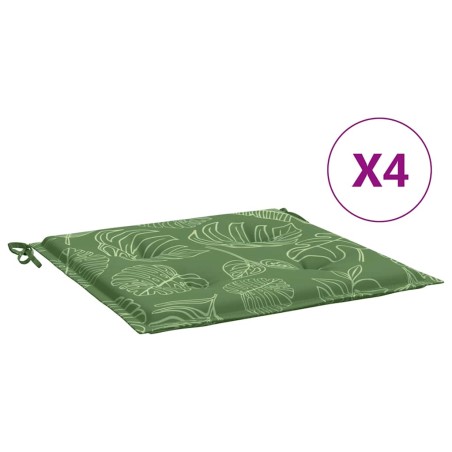 vidaXL Cuscini per Sedia 4 pz Motivo a Foglie 40x40x3 cm Tessuto