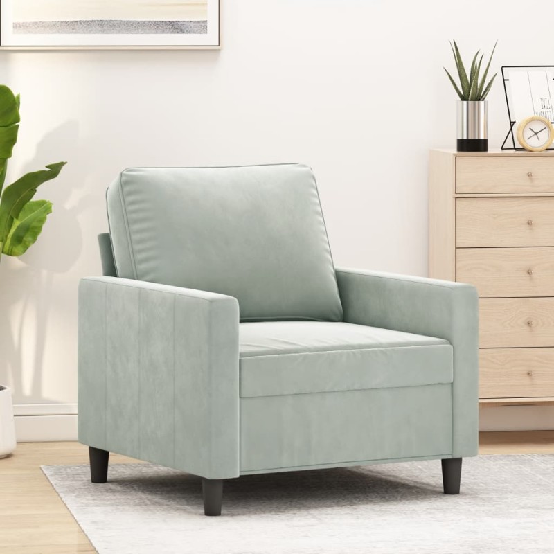 vidaXL Poltrona Grigio Chiaro 60 cm Velluto vidaXL Poltrona Grigio Chiaro 60 cm Velluto