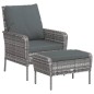 vidaXL Poltrona da Giardino con Poggiapiedi Grigia in Polyrattan vidaXL Poltrona da Giardino con Poggiapiedi Grigia in Polyrattan