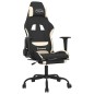 vidaXL Sedia da Gaming Massaggio e Poggiapiedi Tessuto Nero e Crema vidaXL Sedia da Gaming Massaggio e Poggiapiedi Tessuto Nero e Crema