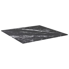 vidaXL Piano Tavolo Nero 50x50 cm 6 mm Vetro Temperato Design Marmo