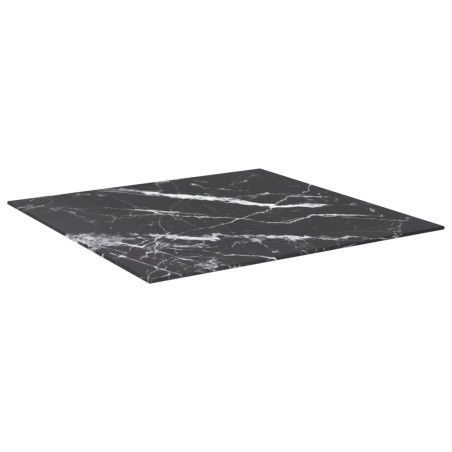 vidaXL Piano Tavolo Nero 70x70 cm 6 mm Vetro Temperato Design Marmo