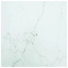 vidaXL Piano Tavolo Bianco 40x40 cm 6 mm Vetro Temperato Design Marmo
