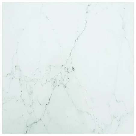 vidaXL Piano Tavolo Bianco 40x40 cm 6 mm Vetro Temperato Design Marmo