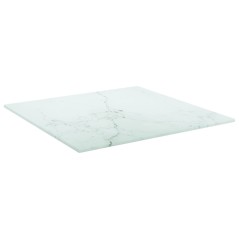 vidaXL Piano Tavolo Bianco 40x40 cm 6 mm Vetro Temperato Design Marmo
