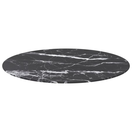 vidaXL Piano per Tavolo Nero Ø80x1 cm Vetro Temperato Design Marmo