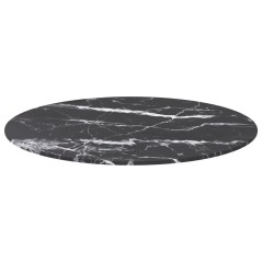 vidaXL Piano per Tavolo Nero Ø60x0,8 cm Vetro Temperato Design Marmo
