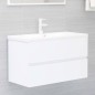 vidaXL Set Mobili da Bagno Bianco in Truciolato vidaXL Set Mobili da Bagno Bianco in Truciolato