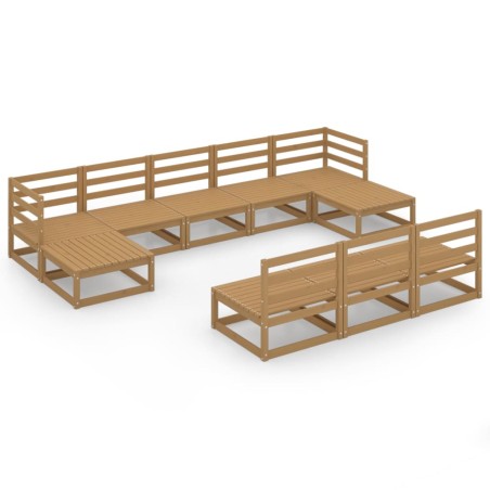 vidaXL Set Divani da Giardino 10 pz in Legno Massello di Pino