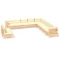 vidaXL Set Divani da Giardino 11 pz con Cuscini Crema Massello di Pino vidaXL Set Divani da Giardino 11 pz con Cuscini Crema Massello di Pino