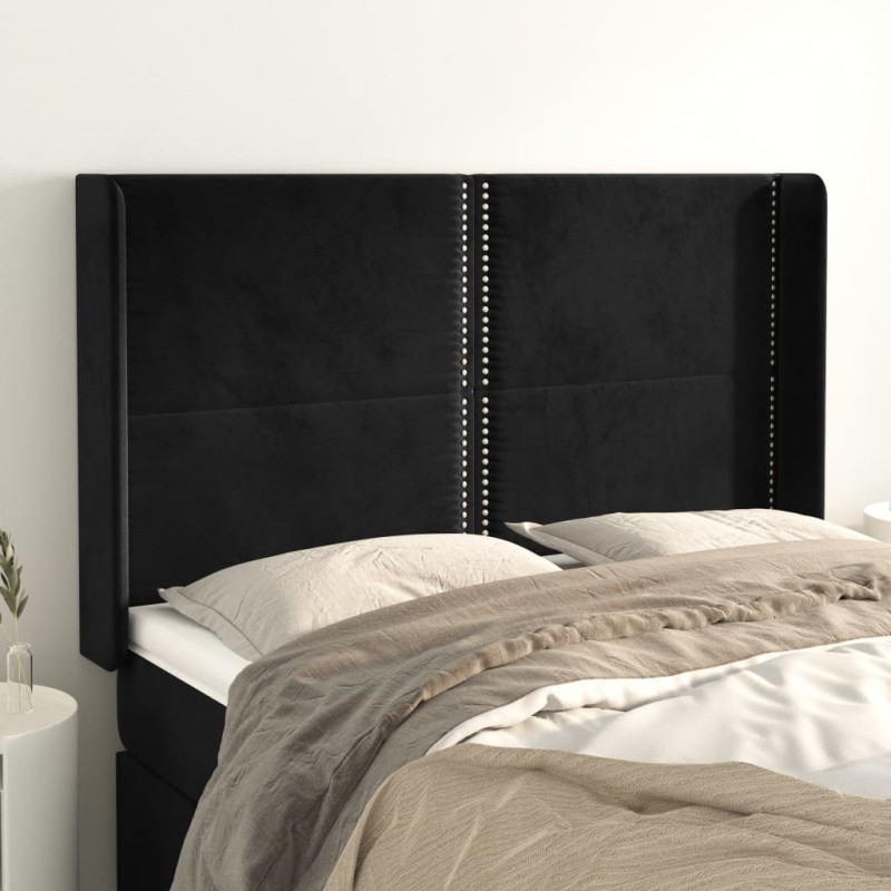 vidaXL Testiera ad Orecchio Nera 147x16x118/128 cm in Velluto vidaXL Testiera ad Orecchio Nera 147x16x118/128 cm in Velluto