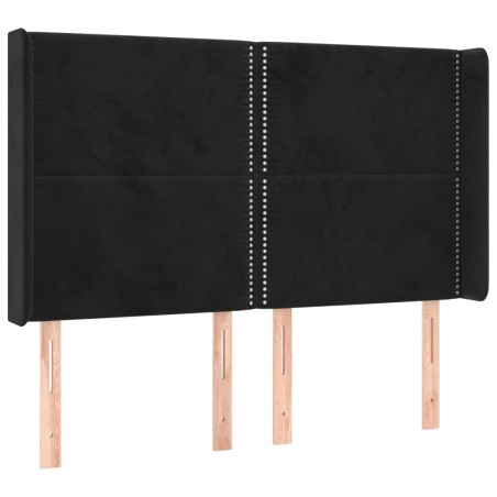 vidaXL Testiera ad Orecchio Nera 147x16x118/128 cm in Velluto